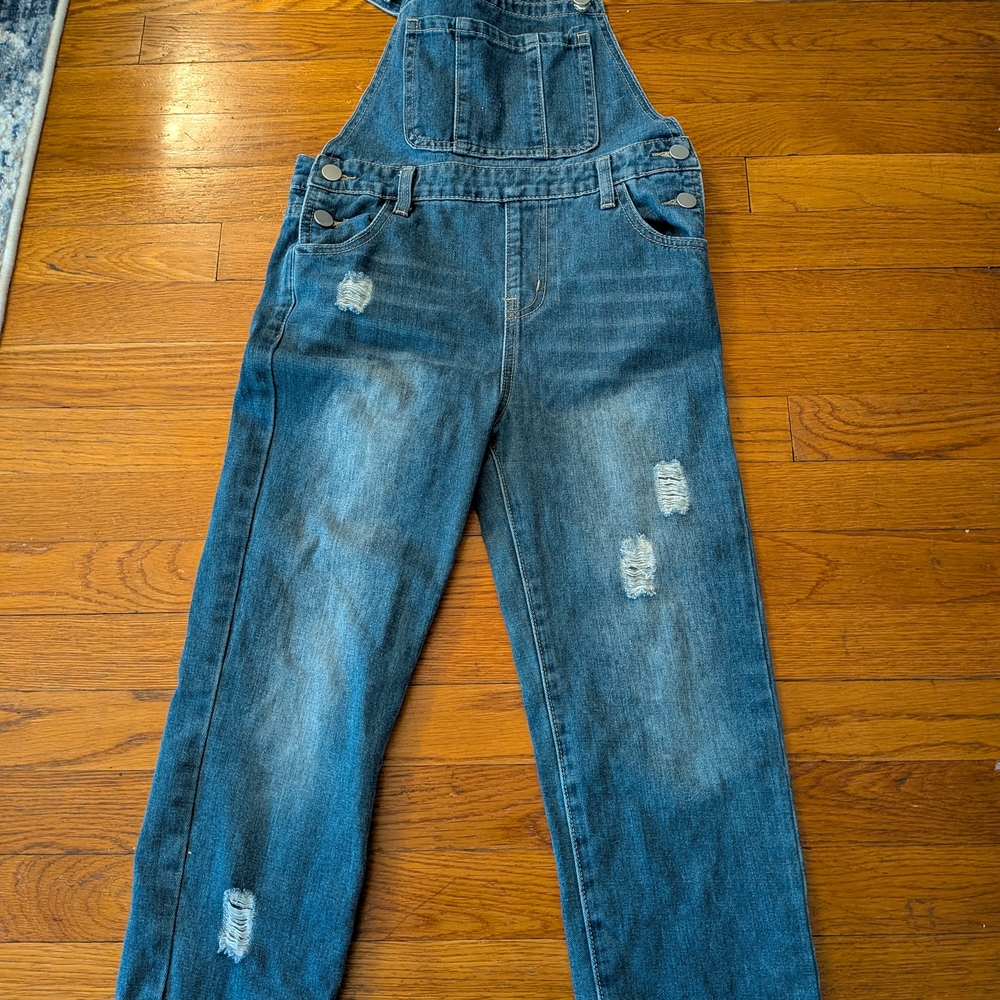 Distressed Blue Denim Overalls